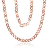 Sidabrinė grandinėlė Curb 4 mm, 55, 24.6 g, Sidabras 925 praba, raudonas auksas (padengti)