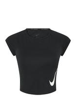 Nike - W Nk Tempo Swoosh Run Df Ss - Sportinė palaidinė trumpomis rankovėmis - Juoda