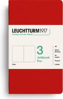 Leuchtturm 1917 Jottbook Pur A6 lygūs užrašų knygelės su lanksčiu viršeliu, raudonos, 80 g/m², 3 vnt.