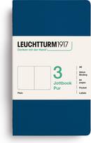 Leuchtturm 1917 Jottbook Pur A6 lygūs užrašų knygelės su lanksčiu viršeliu, indigo, 80 g/m², 3 vnt.