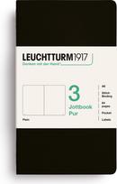 Leuchtturm 1917 Jottbook Pur A6 lygūs užrašų knygelės su lanksčiu viršeliu, juodos, 80 g/m², 3 vnt.