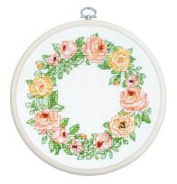 Kryželiu siuvinėjimo rinkinys „Rožių elegancija“ su lankeliu 11×11 cm