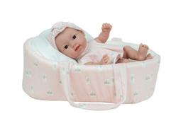 Realistinė kūdikio lėlė su rožine nešykle, 26 cm