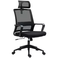 Ergonomiška biuro kėdė su porankiu, galvos atlošu, supimo funkcija, juoda