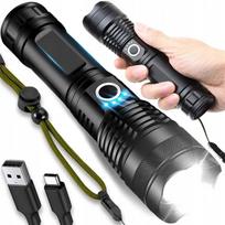 RETOO galingas taktinis LED žibintuvėlis, įkraunamas per USB, išgyvenimo stilius, 5 švietimo režimai