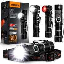 Nešiojamas LED taktinis žibintuvėlis su galvos dirželiu Videx 600lm 10W