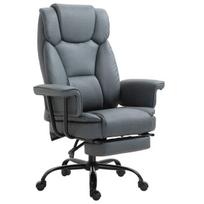 Ergonomiška biuro kėdė 360° pasukama, su galvos atrama ir paminkštintais porankiais, aukščio reguliavimu ir ištraukiama atrama kojoms, dirbtinė oda, 68 x 80 x 120–126 cm