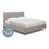 Minkšta dvigulė lova taupe spalvos su čiužiniu ir grotelėmis 180x200 cm Noira Slim - Bonami Selection