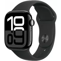 APPLE Watch Series 10 GPS + Cellular 42mm Jet Black Aliuminio Dėklas su Juodu Sportiniu Dirželiu - S/M