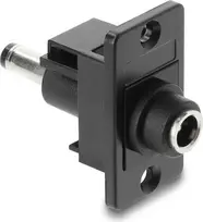 Prijungimo adapteris skydelyje DC 5,5×2,1 mm lizdas – kištukas, DELOCK 91116