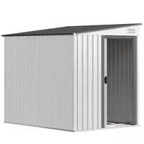 Outsunny Metalinis įrankių namelis 2,81 m² 154x206,5x181 cm, įrankių laikymo patalpa su vienšlaičiu stogu ir pamatu