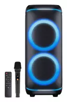 Denver BPS-470 Bluetooth Party Speaker su Karaoke, 2000W PMPO, 20W RMS, LED šviesos, FM radijas, TWS, Mikrofonas įtrauktas, Juoda