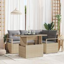 Sodo Sofų Rinkinys 5 pcs smėlio ir šviesiai pilkos spalvos