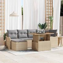 Sodo Sofų Rinkinys 7 pcs smėlio ir šviesiai pilkos spalvos