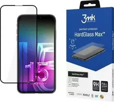 3MK „HardGlass Max“ stiklas „iPhone 15 Pro Max“ 6,7 colių, juodas/black, „Fullscreen Glass“