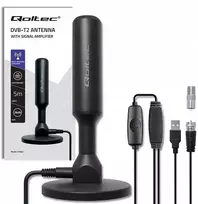 „Zenwire Qoltec“ RTV antena. Vidinė DVB-T2 televizijos antena su signalo stiprintuvu ir magnetiniu pagrindu | 4K | 28 dBi | 5 m