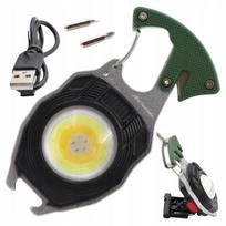COB LED avarinis žibintuvėlis su karabinu 8-viename MINI MULTITOOL EDC išgyvenimo įrankis