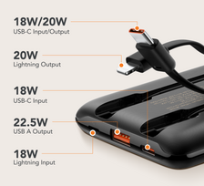 Veger C11 (W1170) Mini Išorinė baterija (Power Bank) 10000mAh, 22.5W PD, Juoda