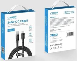 Veger Kabelis USB-C to USB-C PD 48V 5A 240W CC03 1.5m, Juoda