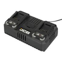 JCB JCB-18DC-45 Professional 18V dviejų lizdų greitasis įkroviklis JCB Li-Ion akumuliatoriams įkrauti 4.5A suderinamas su JCB 18V akumuliatoriais