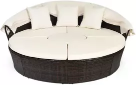 Lauko baldų komplektas Promotions Lauko poilsio lova, 192x177x146 cm, Juoda, Smėlio spalvos