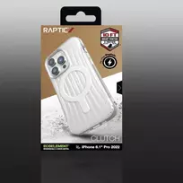 Raptic X-Doria Clutch dėklas iPhone 14 Pro su MagSafe galiniu dangteliu, skaidrus