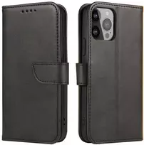 Magnetinis dėklas, skirtas Google Pixel 7 Pro dangteliu su atverčiamu piniginės stovu, juodu