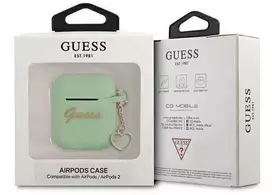 Dėklas Guess GUA2LSCHSN AirPods dangtelis žalias/žalias Silikoninis žavesys Heart Collection