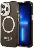 Dėklas Guess Gold Outline Translucent MagSafe saugiklis iPhone 13 Pro Max - juodos spalvos