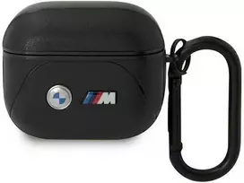 Dėklas BMW BMA322PVTK AirPods 3 gen dangtelis juodas/juodas Odinis išlenkta linija