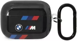 Dėklas BMW BMAP222SOTK AirPods Pro 2 gen dangtelis juodas/juodas Tricolor Stripes