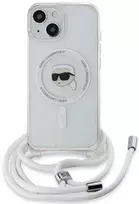 Karl Lagerfeld Crossbody IML Karl Head MagSafe dėklas iPhone 15 / 14 / 13 telefonams - skaidrus
