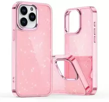 Blizgus dėklas iPhone 16 Pro - rausvos spalvos su blizgučiais