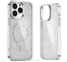 dėklas MagSafe iPhone 16“ – baltas su blizgučiais