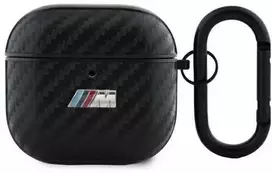 BMW AirPods 4 dėklas juodas, anglies pluošto dizainas