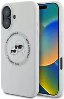 Karl Lagerfeld silikoninis dvipusis MagSafe dėklas iPhone 16, smėlio