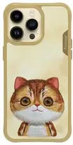 Dėklas telefonui su kate, gelsvas, silikoninis, iPhone 15 Pro Max, Nimmy