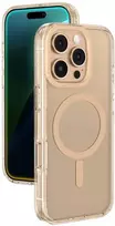 Skaidrus rožinio aukso iPhone 16 Pro dėklas su magnetiniu žiedu AmazingThing