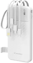 Wozinsky W11-W 10000mAh 10W išorinė baterija su įmontuotais laidais ir žibintuvėliu - Baltas