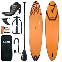 Pripučiamos irklentės komplektas AMBER FOX 12.4 WS su minkšta sėdyne, 376 x 87 x15 cm, iki 230 kg, 15 psi, DLX seat