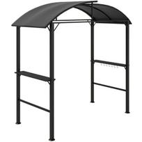 BBQ pavillon 233x110x235 cm, atsparus vėjui, dvigubas stogas, pilkas
