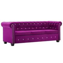 Trivietė sofa Chesterfield, 199x75x72cm, violetinė.