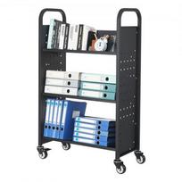 Bibliotekos knygų vežimėlis, 77x38x122 cm, juoda, plienas