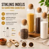 Stiklinis maisto saugojimo indas 24 CM.