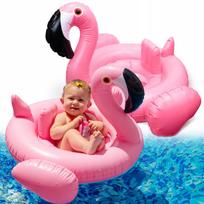 Pripučiama rožinio flamingo plaukimo padanga vaikams su sėdyne