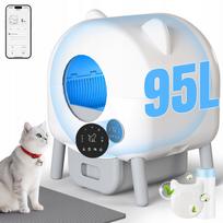 Automatinis 95 l daugiafunkcis kačių žaislas su WiFi, baltas