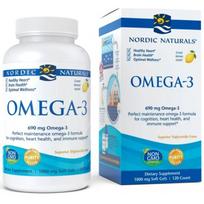 Maisto papildas NORDIC NATURALS Omega-3 690 mg, 120 kapsulių, citrinų skonio