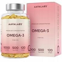 Maisto papildas Aavalabs Omega 3 EPA 1000 mg, DHA 500 mg, 120 kapsulių