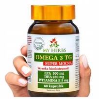 Maisto papildas OMEGA 3 TG, EPA 1000 mg, DHA 500 mg, 60 kapsulių, geras pasisavinimas