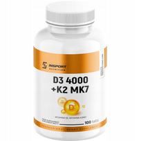 Vitaminas D3 4000 + K2 MK-7, 100 tabl., INSPORT, kaulams, dantims ir širdžiai